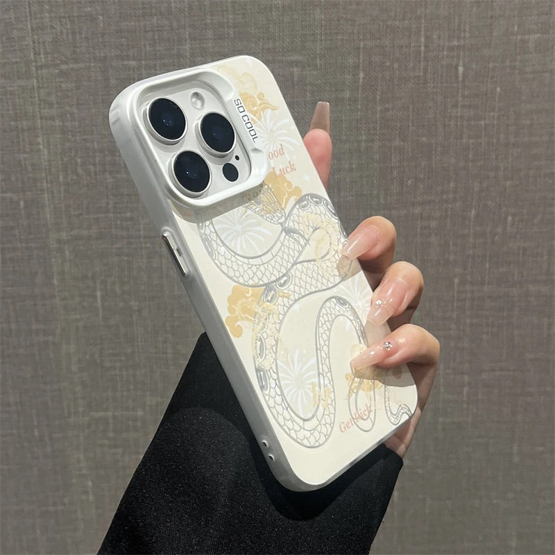 The Year of Snake Phone case - Golden White Frosted Texture