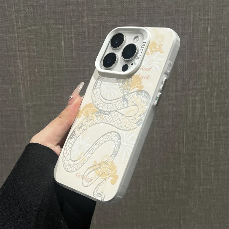 The Year of Snake Phone case - Golden White Frosted Texture