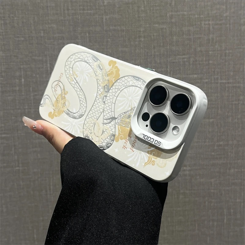 The Year of Snake Phone case - Golden White Frosted Texture