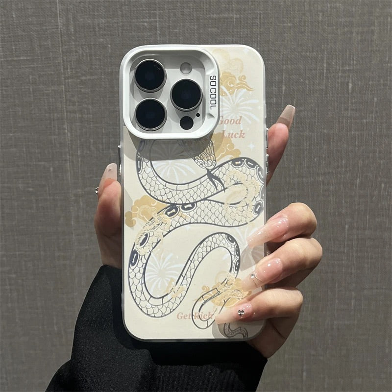 The Year of Snake Phone case - Golden White Frosted Texture