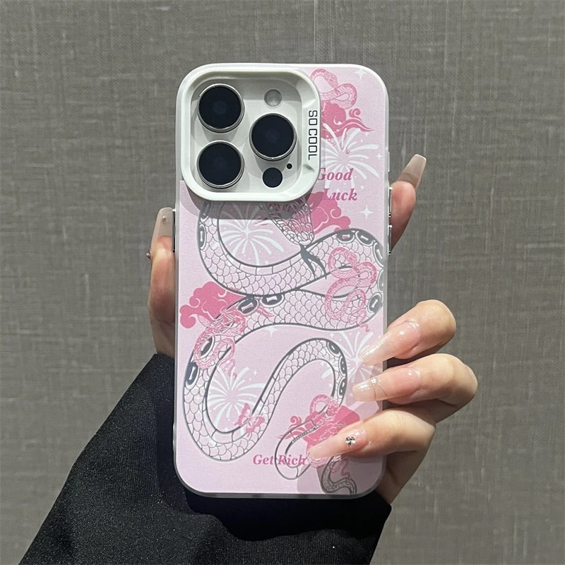 The Year of Snake Phone case - Pink Silver Frosted Texture