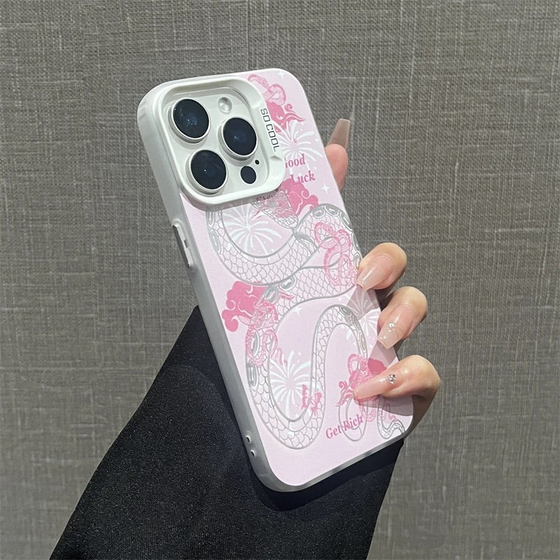 The Year of Snake Phone case - Pink Silver Frosted Texture