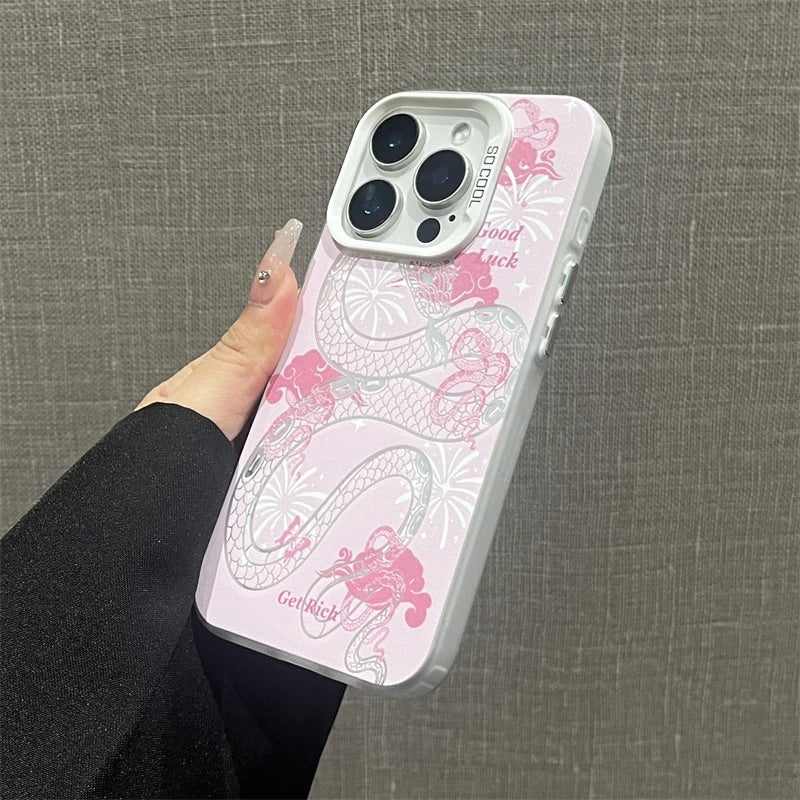 The Year of Snake Phone case - Pink Silver Frosted Texture