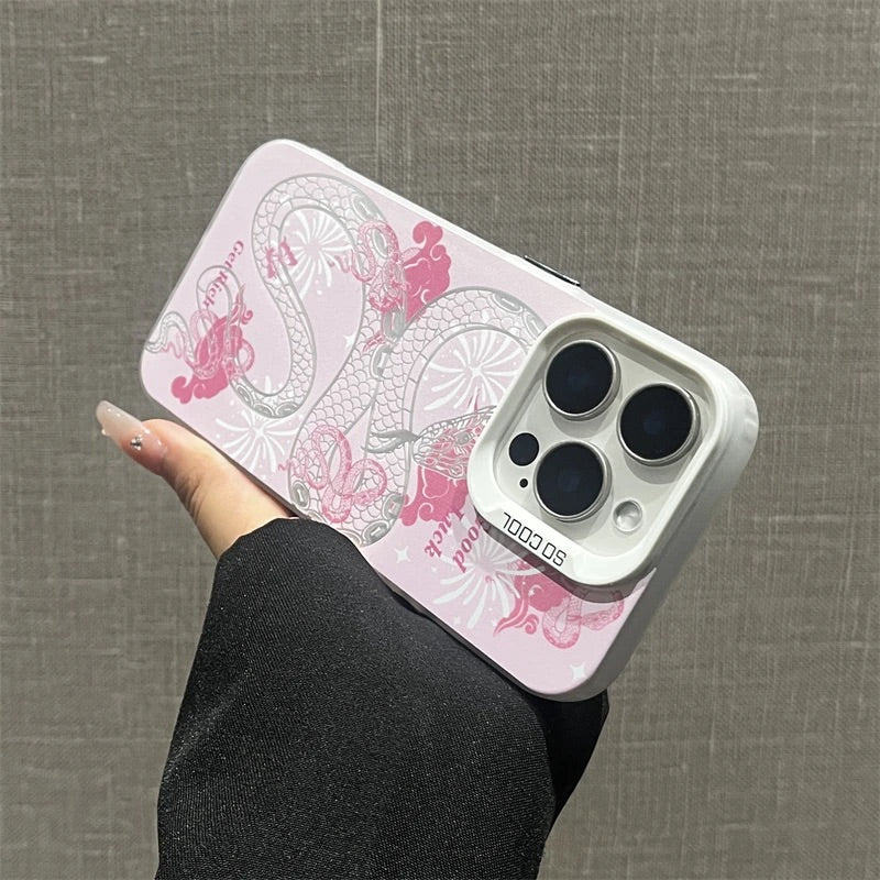 The Year of Snake Phone case - Pink Silver Frosted Texture