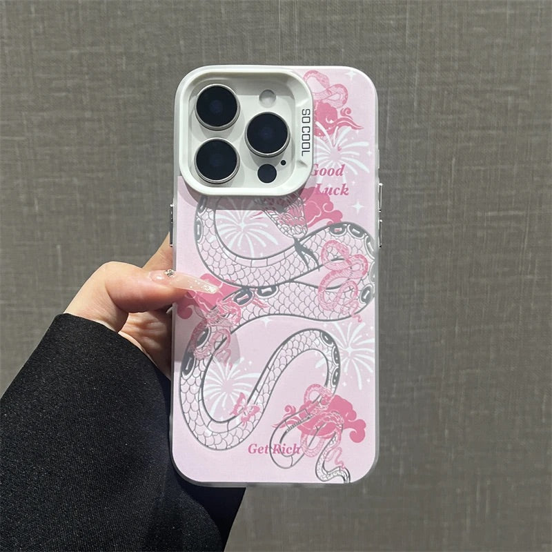 The Year of Snake Phone case - Pink Silver Frosted Texture