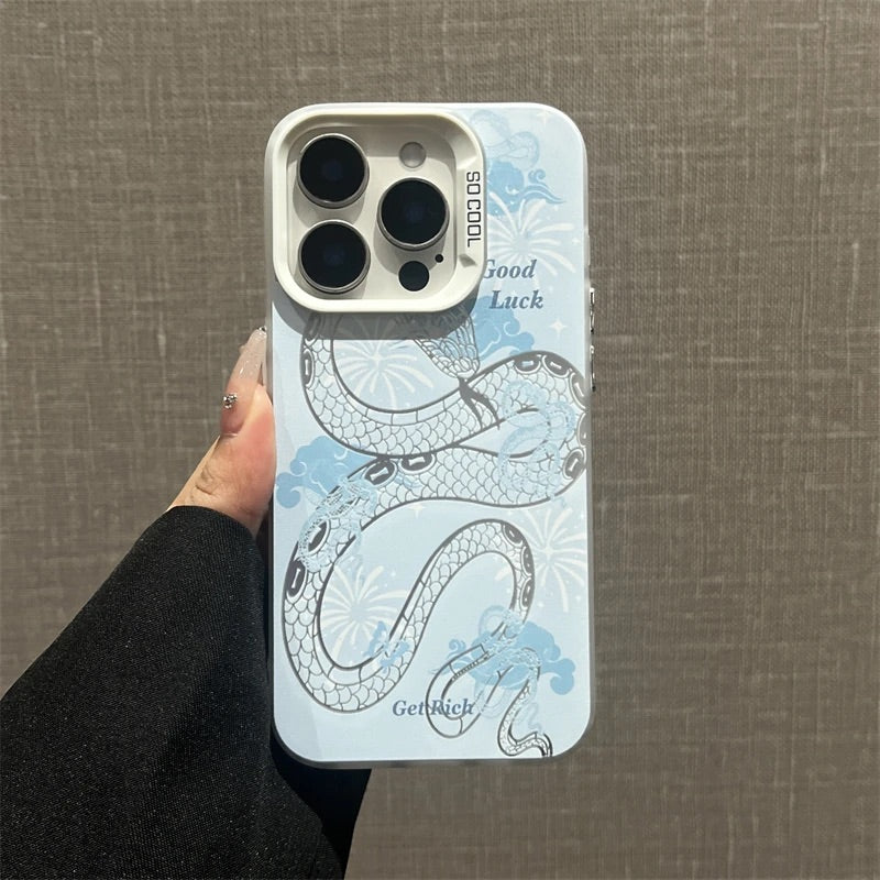 The Year of Snake Phone case - Blue Silver Frosted Texture