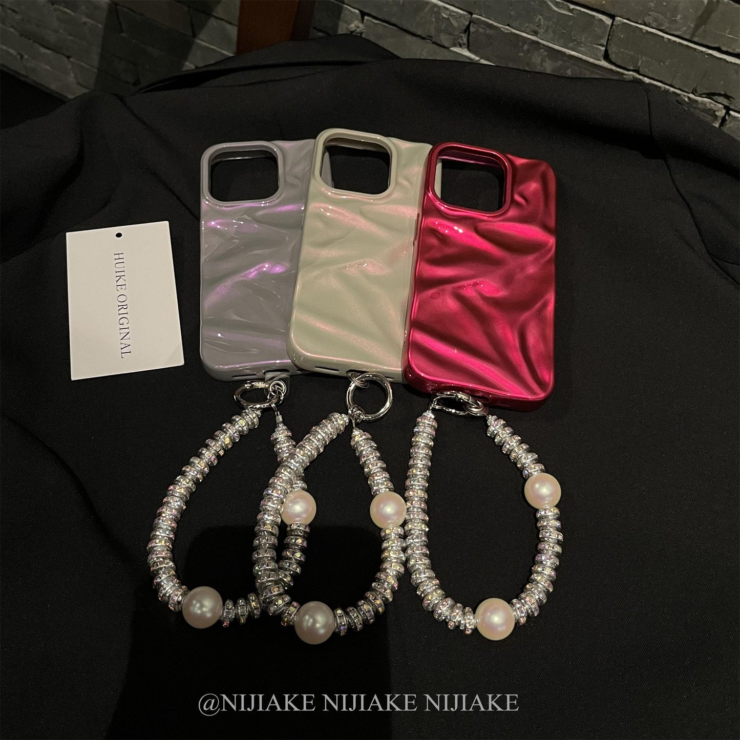 3D Water Ripple Phone case with Phone Chain Light Weight