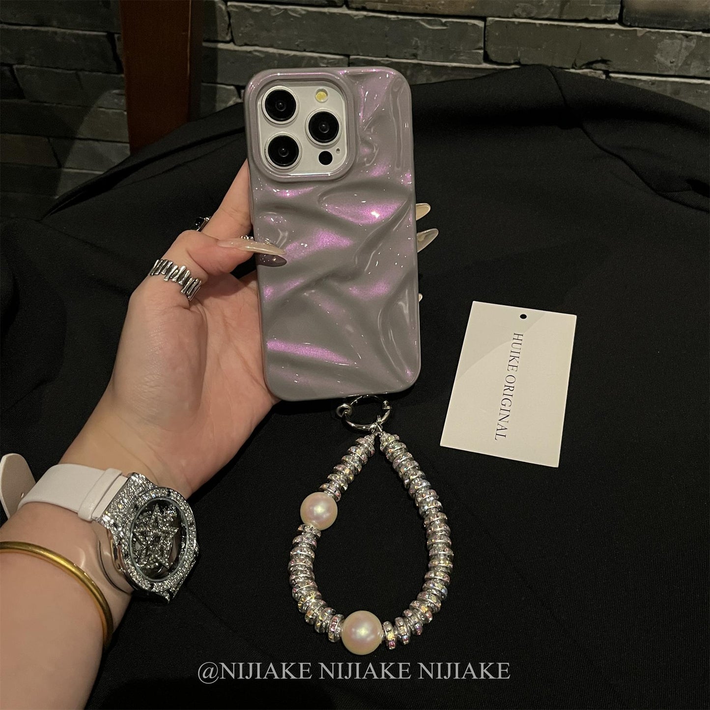 3D Water Ripple Phone case with Phone Chain Light Weight