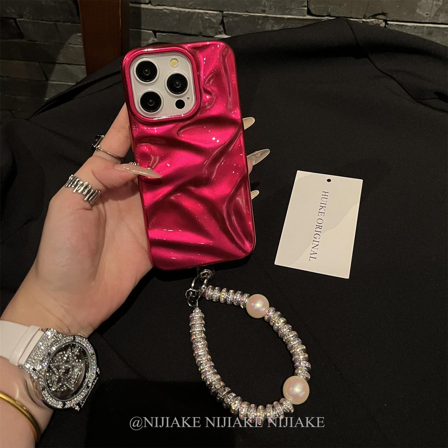 3D Water Ripple Phone case with Phone Chain Light Weight