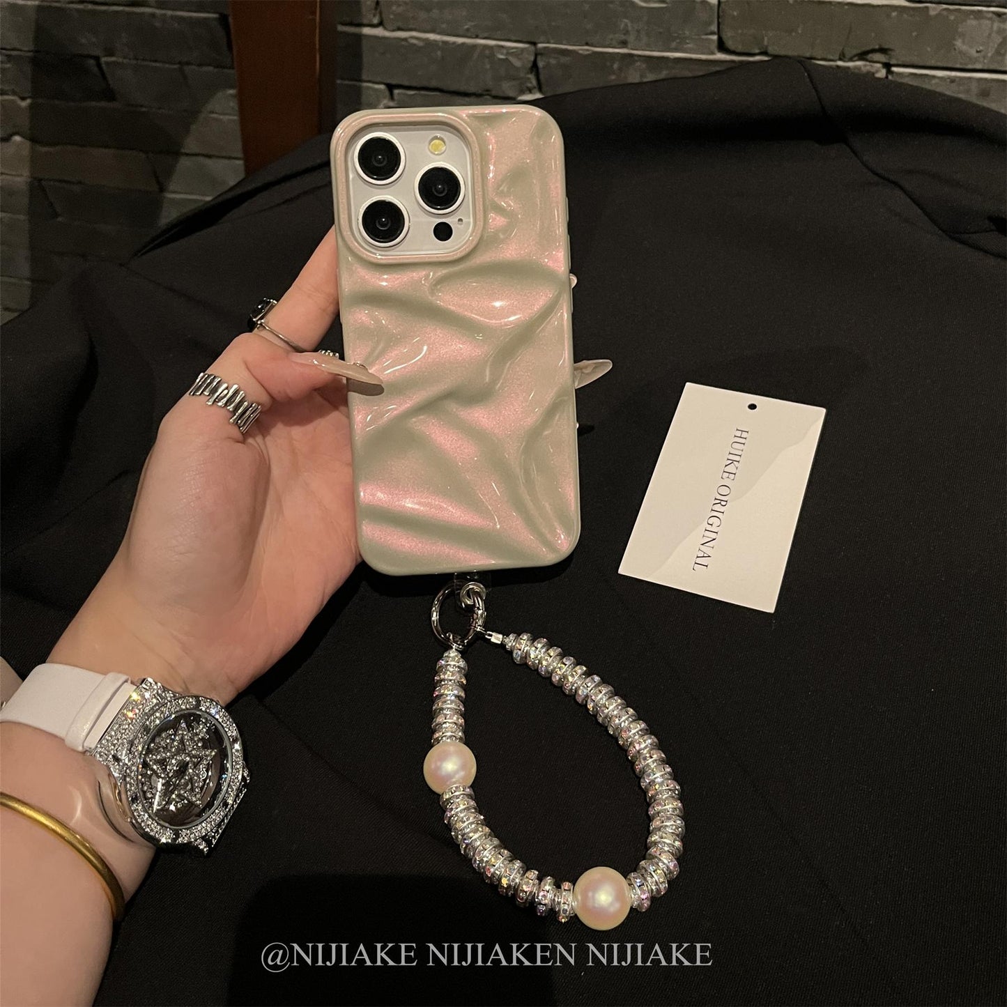 3D Water Ripple Phone case with Phone Chain Light Weight