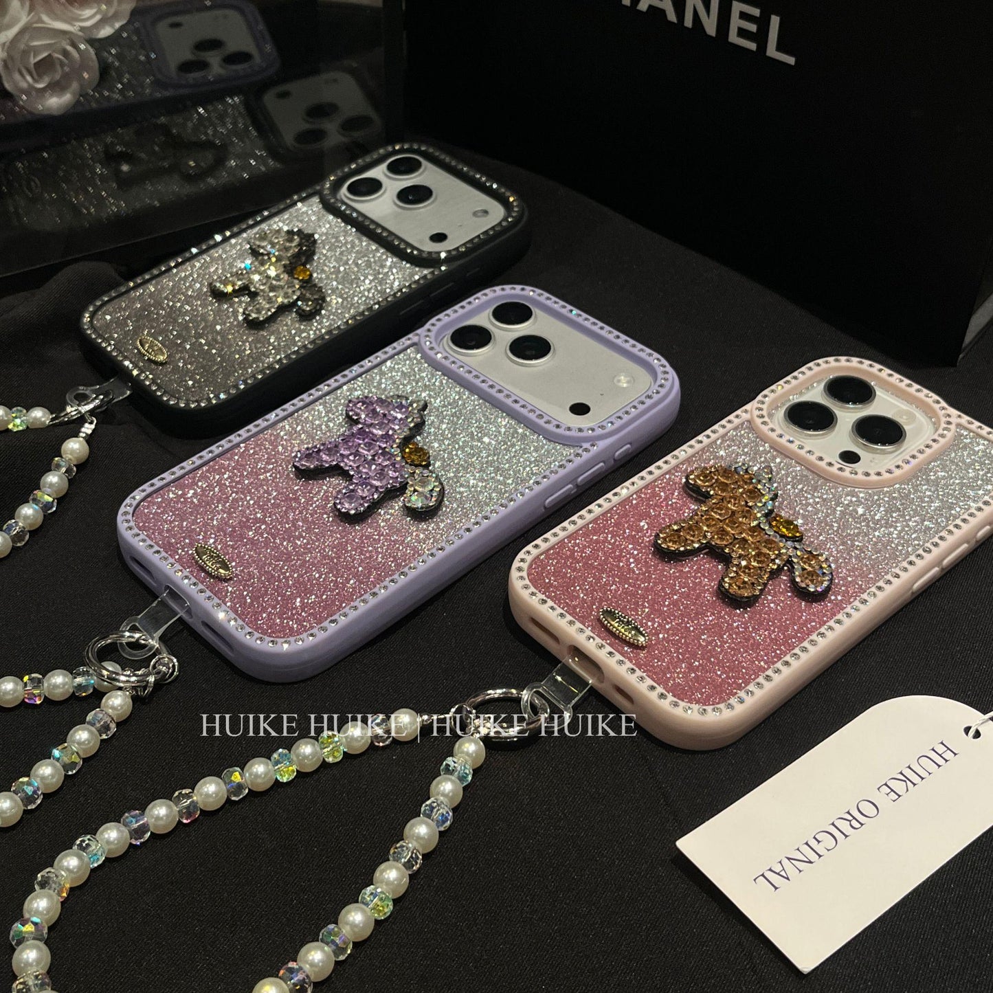 Shiny Gliter Handmade horse Phone Case with Phone Charm Strap,Compatible for iphone 17