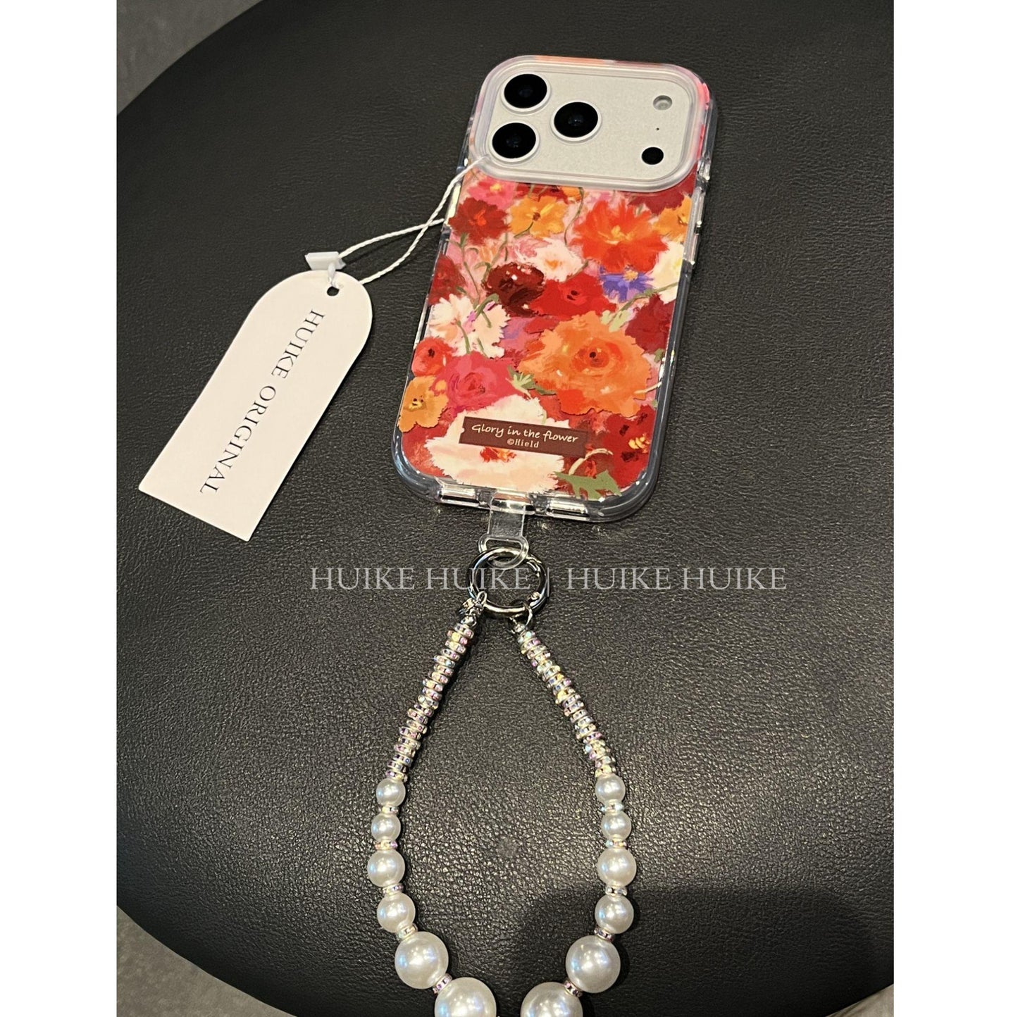 Colorful Flowers Oil Painting Phone Case with Phone Charm Strap,Compatible for iphone 17