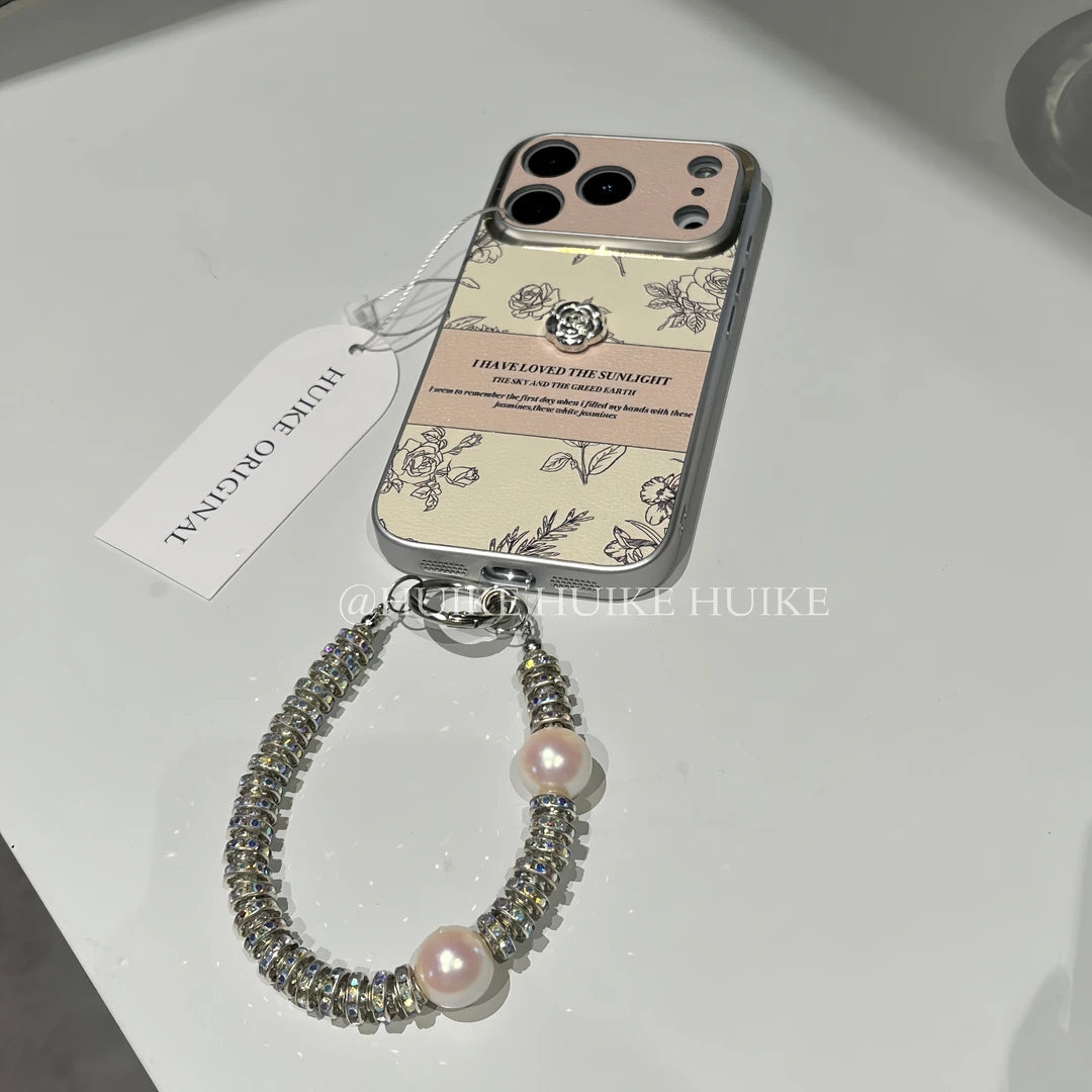 WHITE ROSE Camellia Phone Case with Phone Charm Strap,Compatible for iphone 17