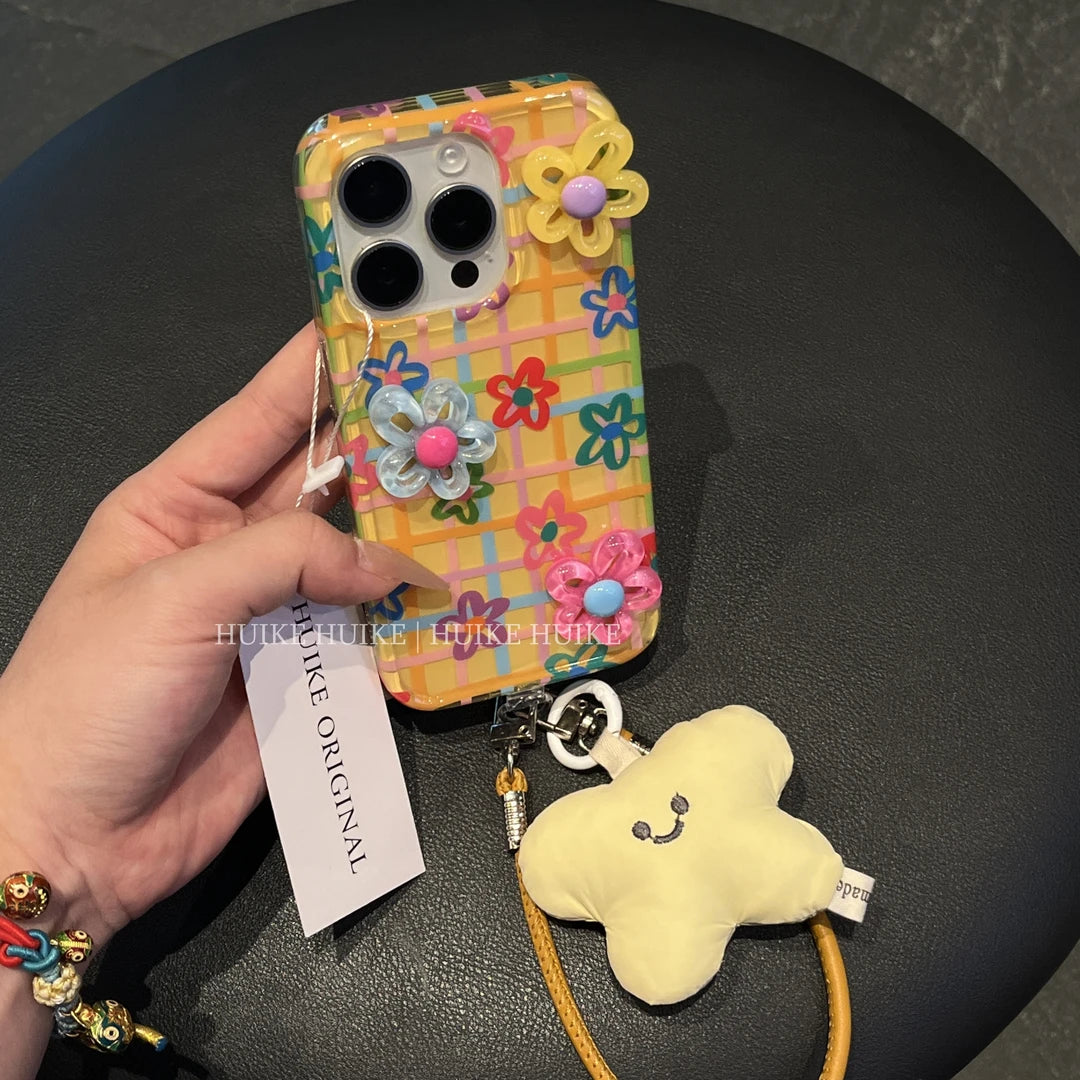 SUMMER COLORFUL DIY Flowers phone case with Phone Charm Strap