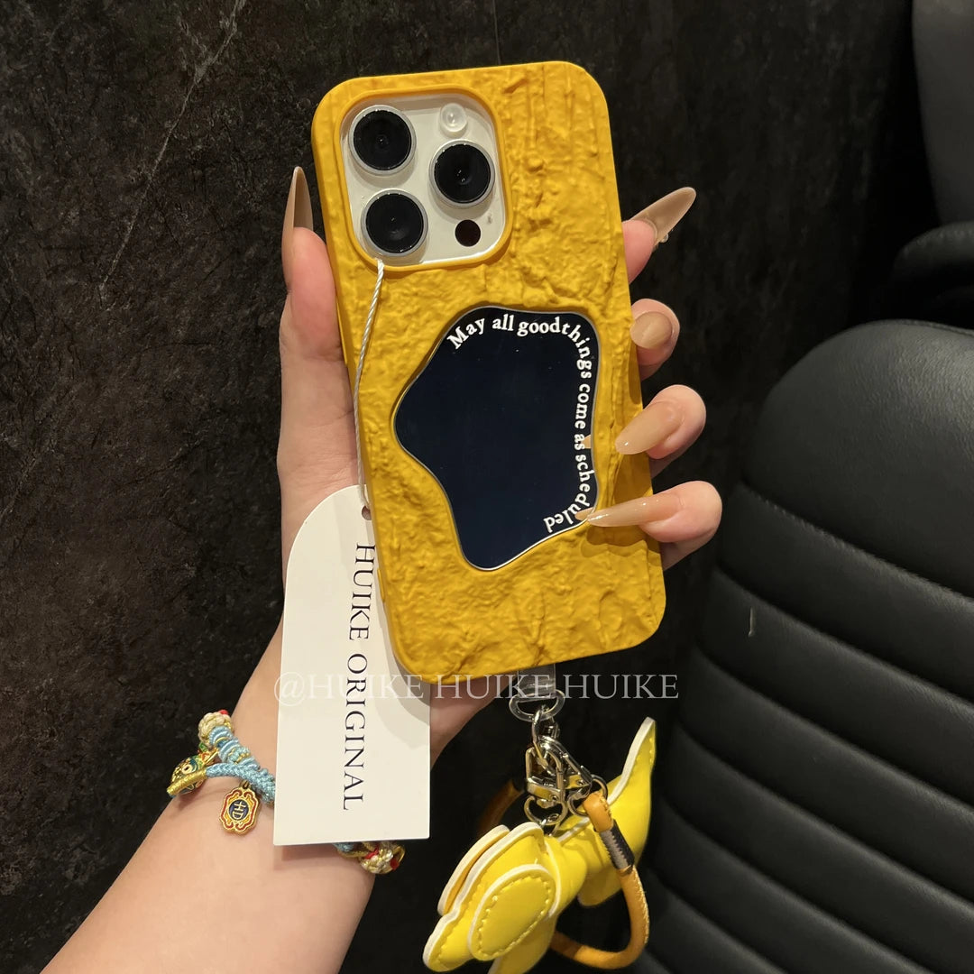 SUMMER Personalized Pleated Mirror  phone case with Phone Charm Strap
