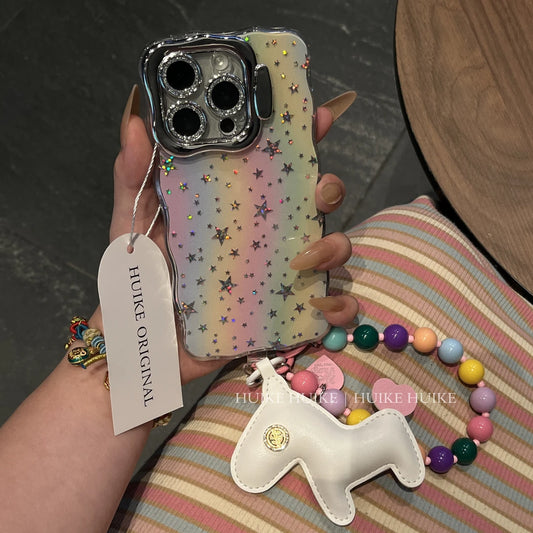 SHINING COLORFUL Star phone case with Phone Charm Strap
