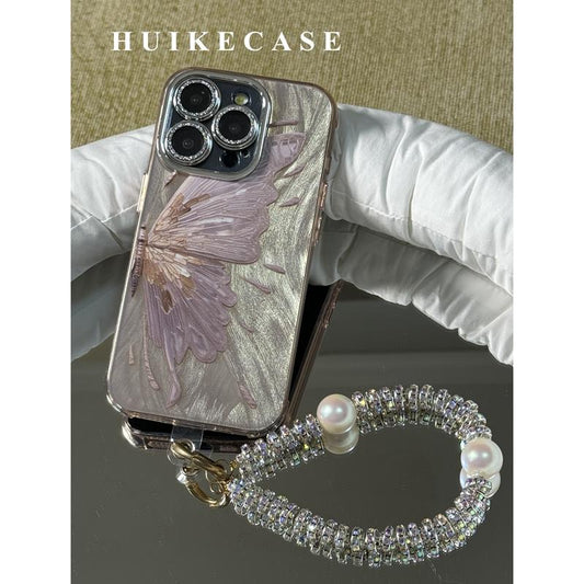 PINK BUTTERFLY Camlet Phone Case with Phone Charm Strap