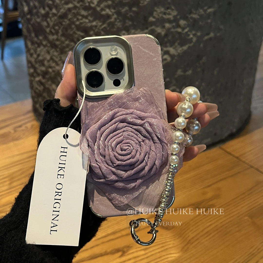 HANDMADE ROSE Phone Case with Phone Charm Strap