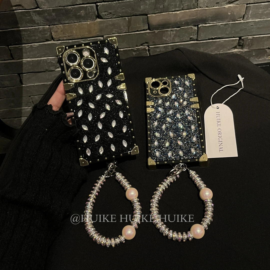 HANDMADE FULL DIAMOND CRYSTAL Phone Case with Phone Charm Strap