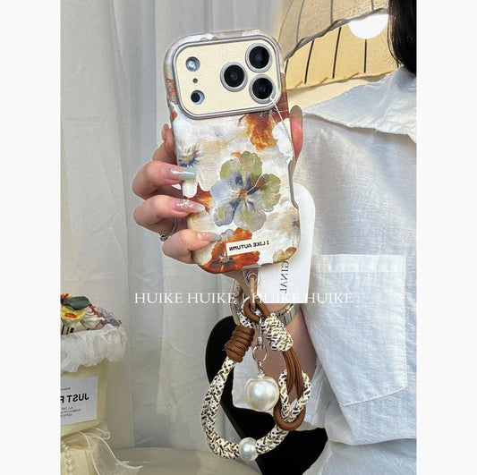 Autumn Flower Phone Case with Phone Charm Strap,Compatible for iphone 17