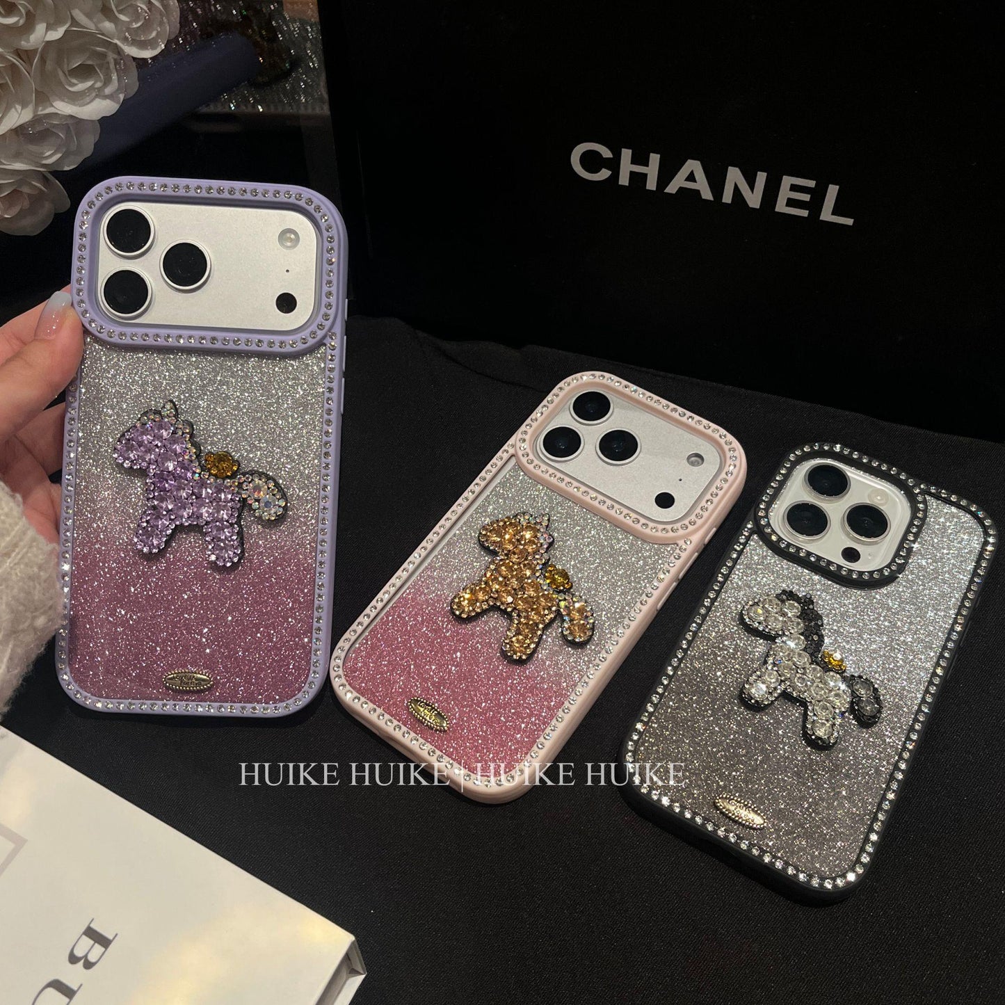 Shiny Gliter Handmade horse Phone Case with Phone Charm Strap,Compatible for iphone 17