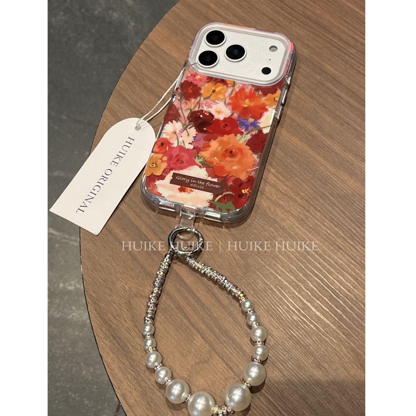 Colorful Flowers Oil Painting Phone Case with Phone Charm Strap,Compatible for iphone 17