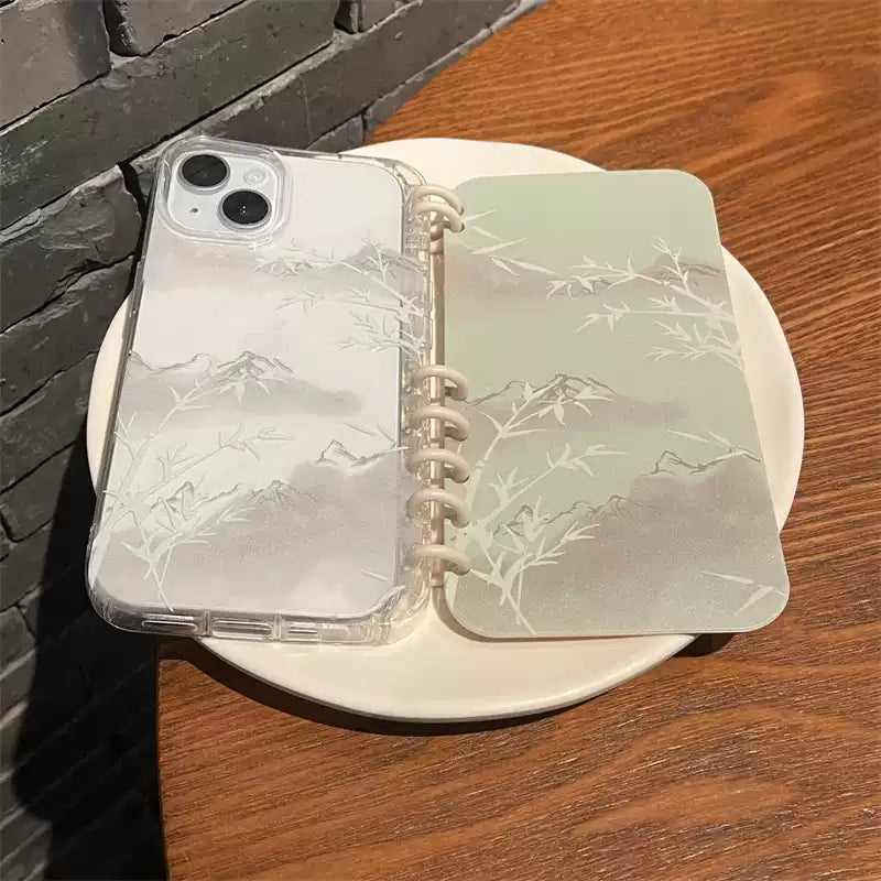 CHINESE PAINTING STYLE GREEN BAMBOO Flip cover notebook Phone Case