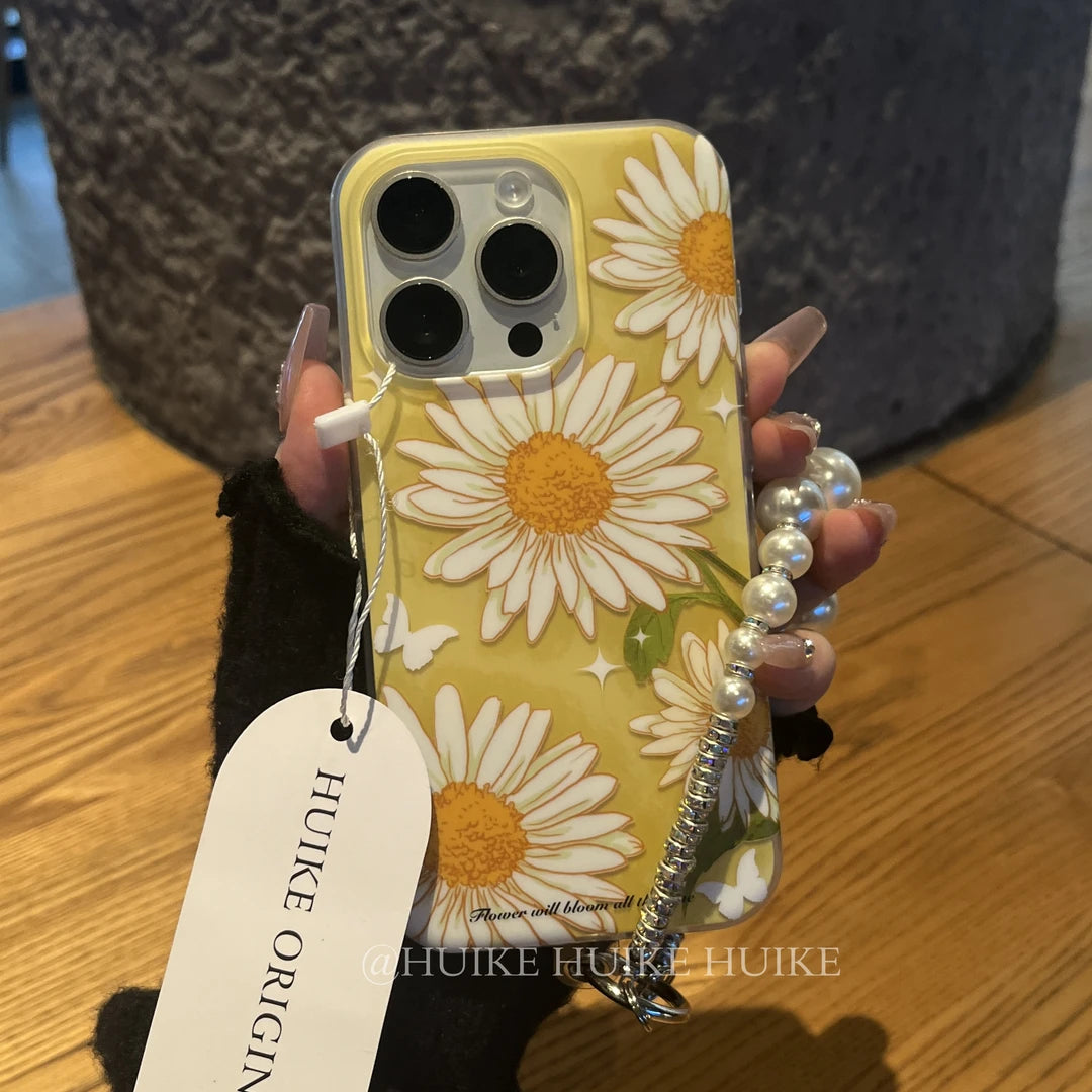YELLOW Daisy phone case Phone Case with Phone Charm Strap