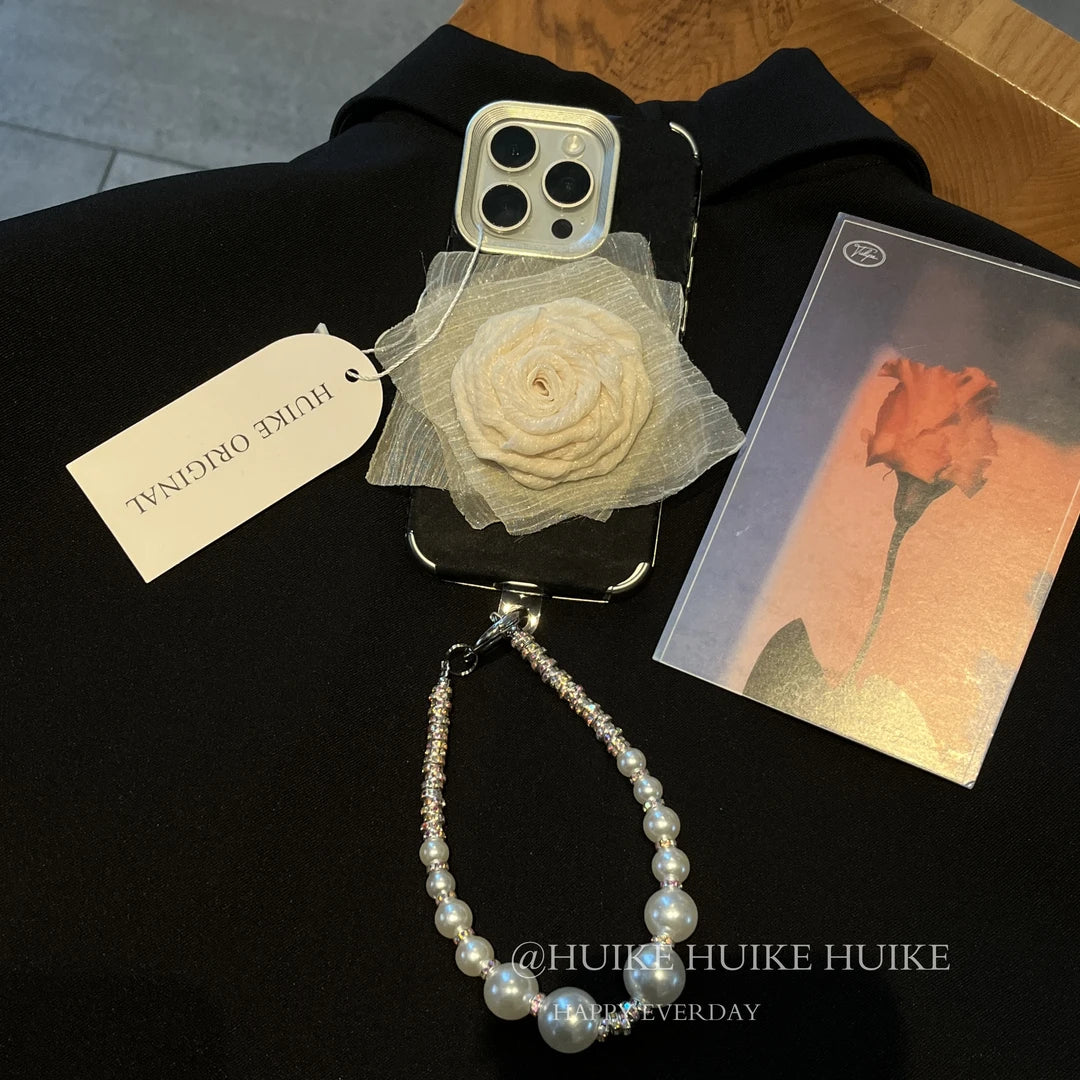 HANDMADE ROSE Phone Case with Phone Charm Strap