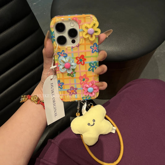 SUMMER COLORFUL DIY Flowers phone case with Phone Charm Strap