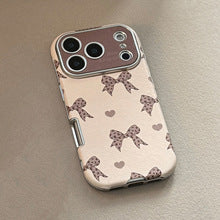 Leopard Print Bow Phone Case with Phone Charm Strap,Compatible for iphone 17