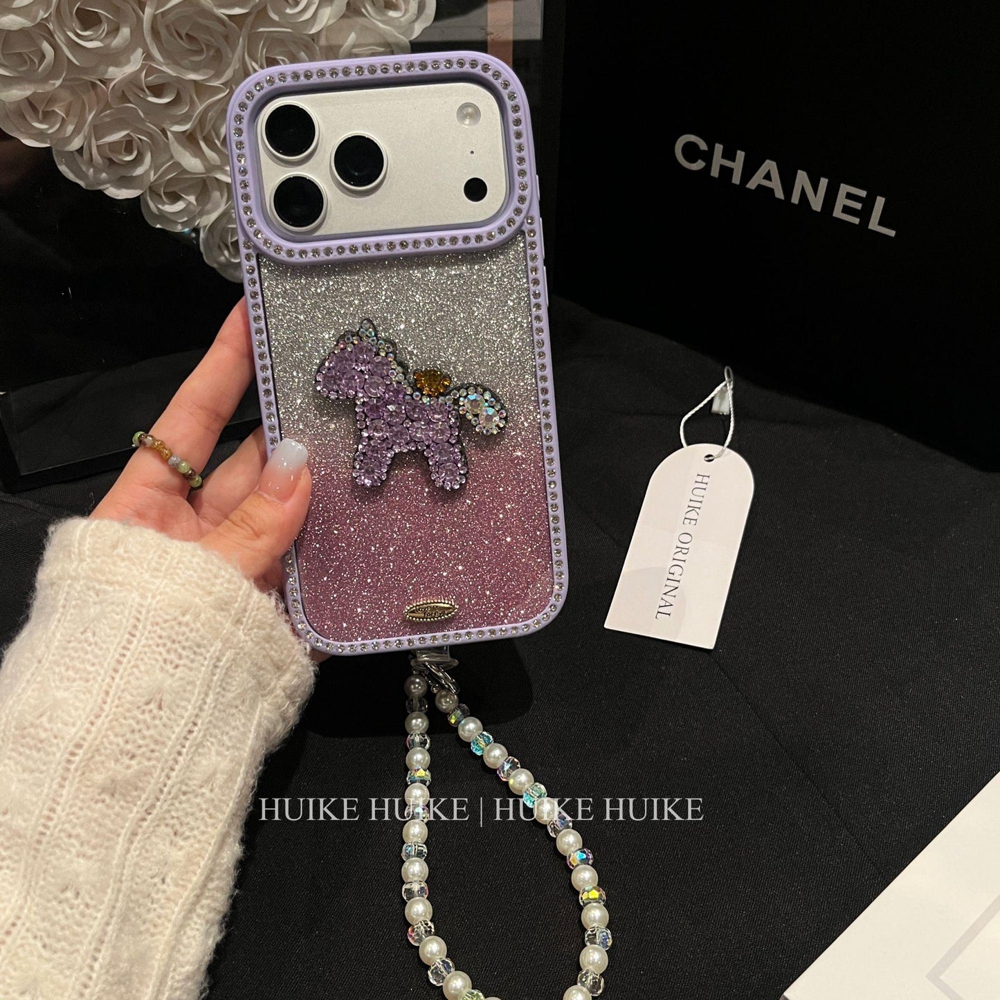 Shiny Gliter Handmade horse Phone Case with Phone Charm Strap,Compatible for iphone 17