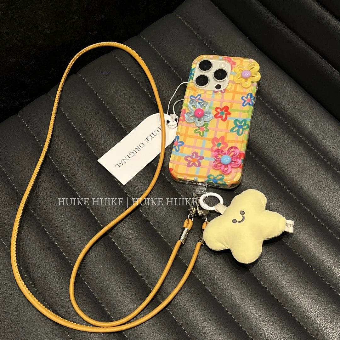 SUMMER COLORFUL DIY Flowers phone case with Phone Charm Strap