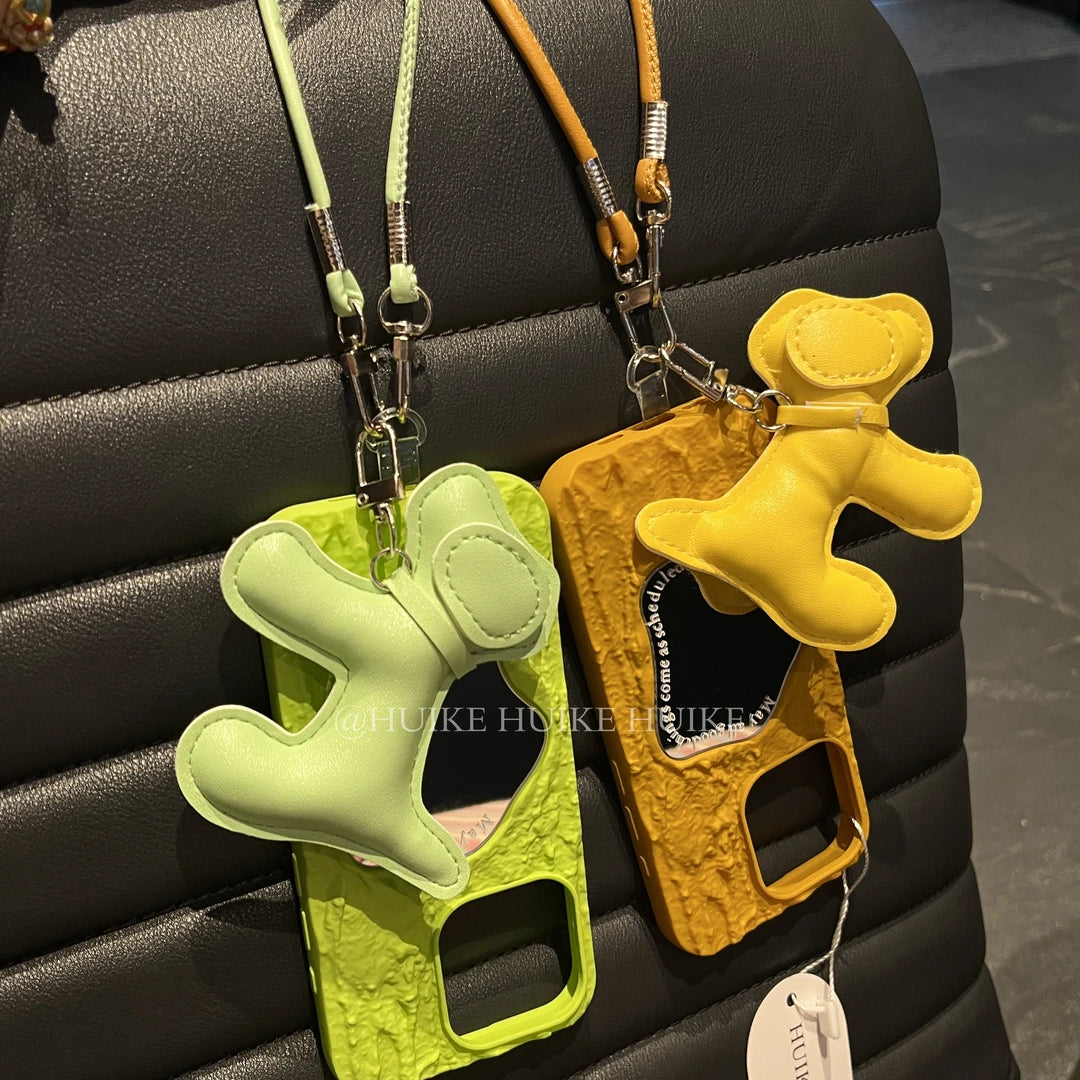 SUMMER Personalized Pleated Mirror  phone case with Phone Charm Strap