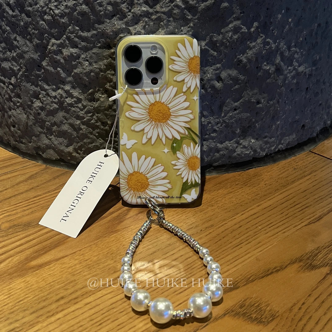 YELLOW Daisy phone case Phone Case with Phone Charm Strap