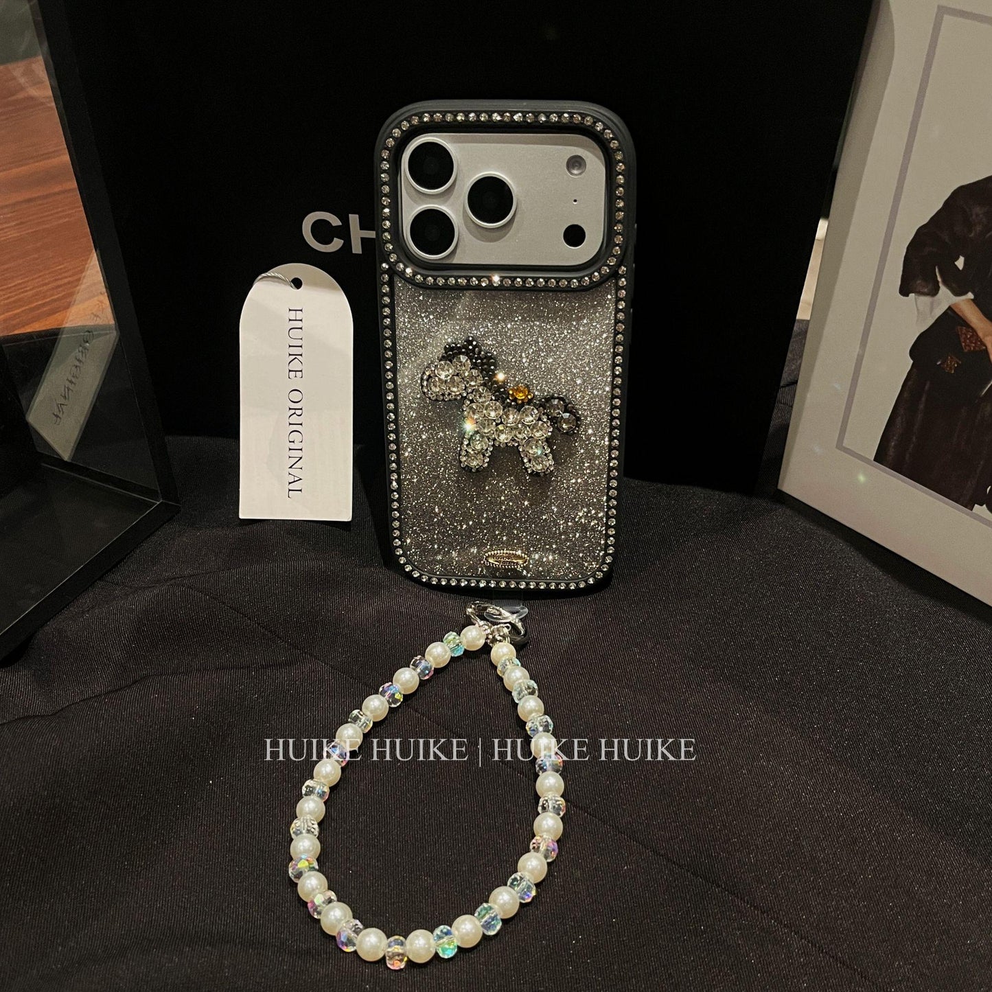 Shiny Gliter Handmade horse Phone Case with Phone Charm Strap,Compatible for iphone 17