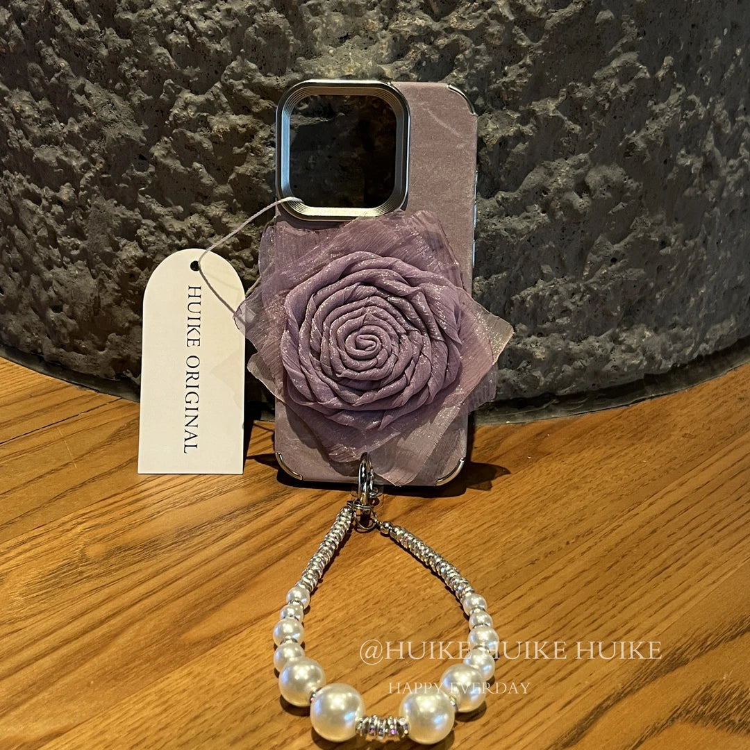 HANDMADE ROSE Phone Case with Phone Charm Strap