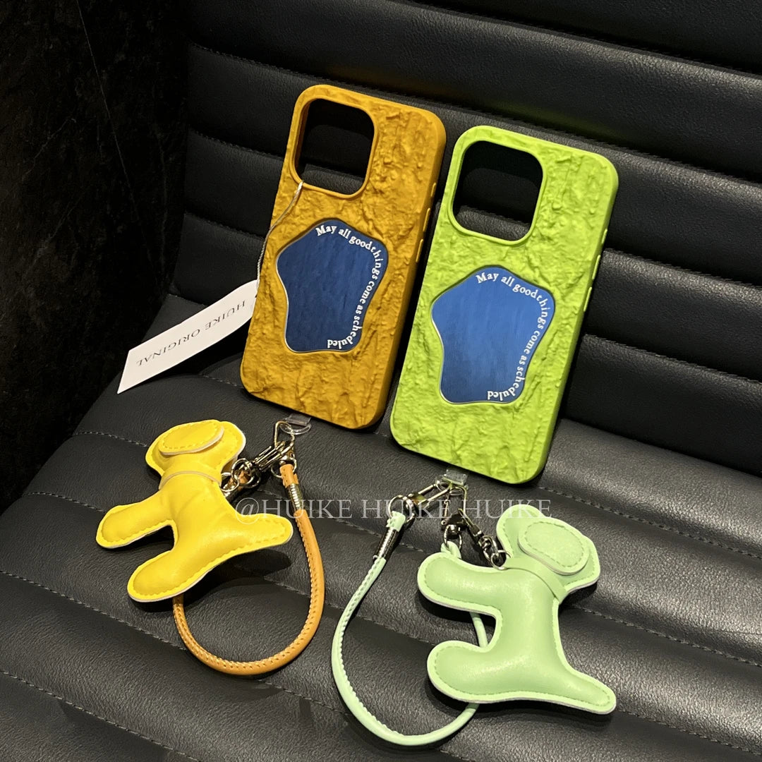 SUMMER Personalized Pleated Mirror  phone case with Phone Charm Strap