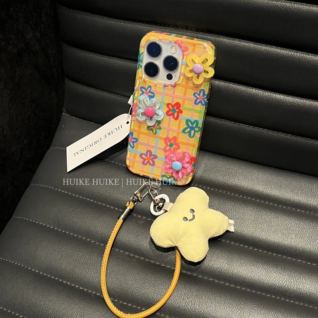SUMMER COLORFUL DIY Flowers phone case with Phone Charm Strap