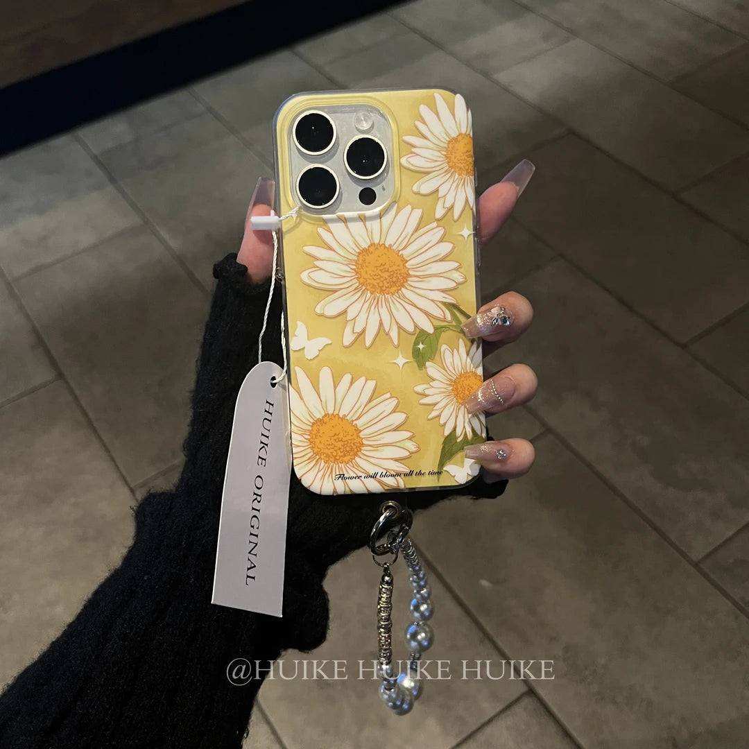 YELLOW Daisy phone case Phone Case with Phone Charm Strap
