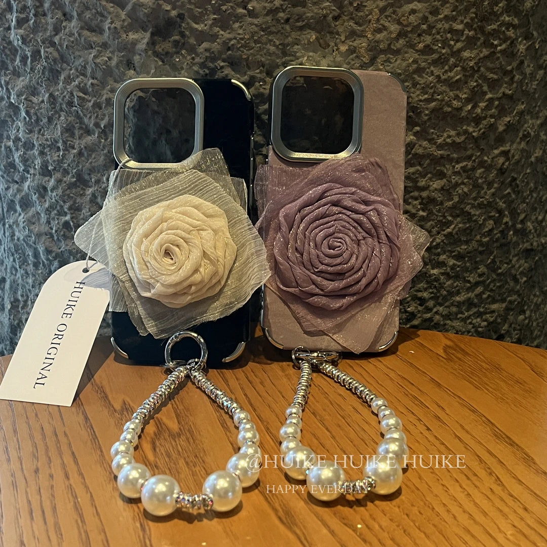 HANDMADE ROSE Phone Case with Phone Charm Strap