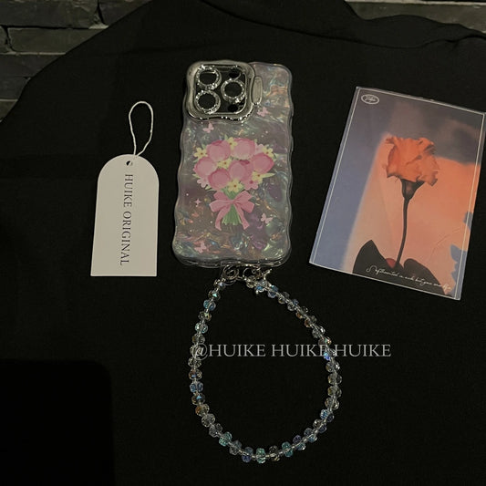PINK TULIP Pearly Transparent phone case with Phone Charm Strap
