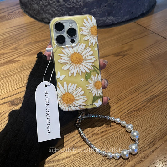 YELLOW Daisy phone case Phone Case with Phone Charm Strap