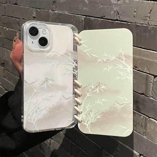 CHINESE PAINTING STYLE GREEN BAMBOO Flip cover notebook Phone Case