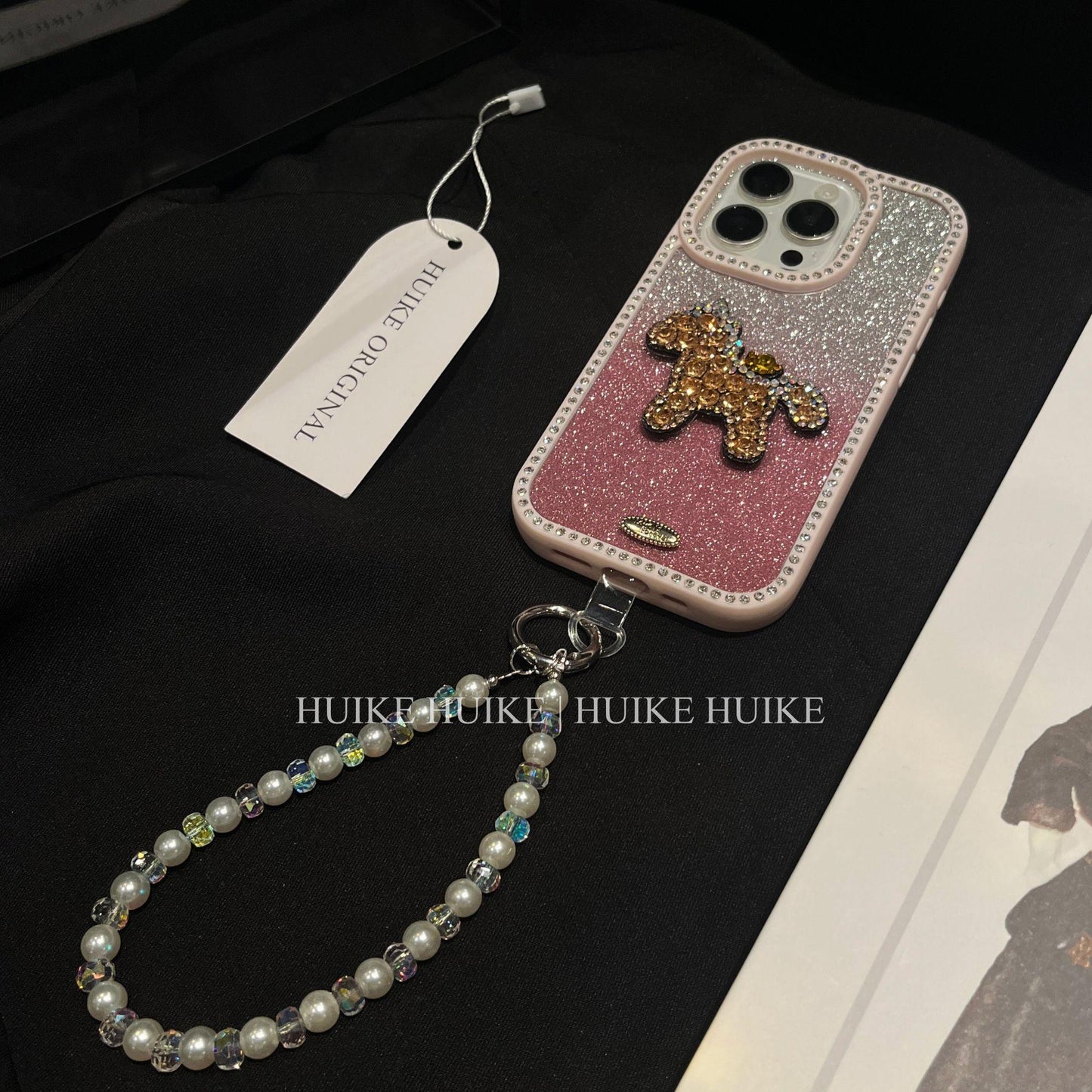 Shiny Gliter Handmade horse Phone Case with Phone Charm Strap,Compatible for iphone 17