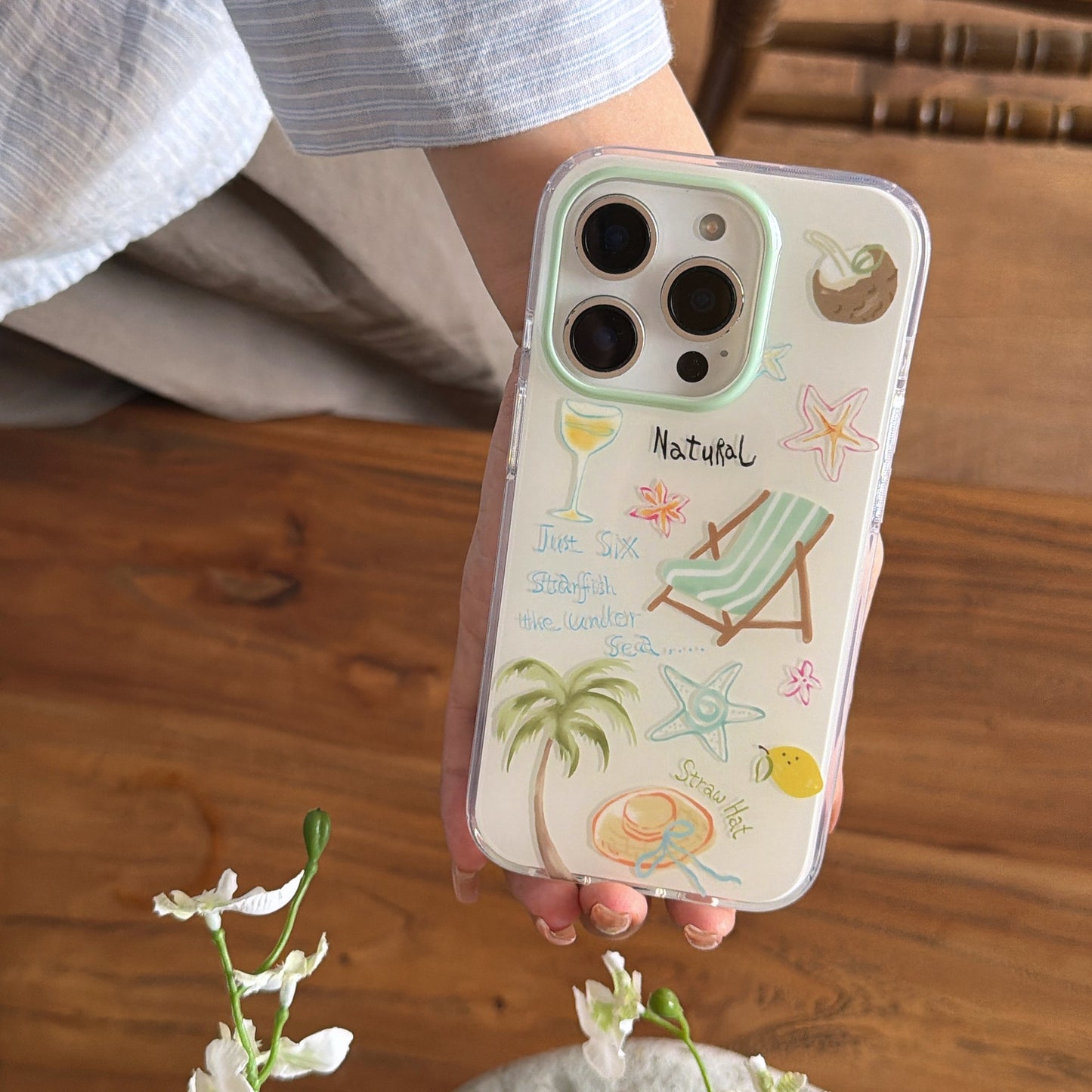 Summer Beach Vacation Phone Case with Phone Charm Strap,Compatible for iphone 17