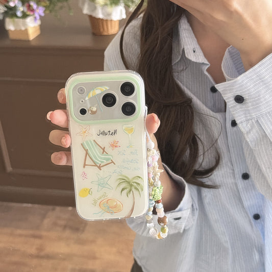 Summer Beach Vacation Phone Case with Phone Charm Strap,Compatible for iphone 17