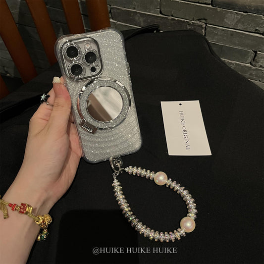 SPARKLING MIRROR holder phone case Phone Case with Phone Charm Strap