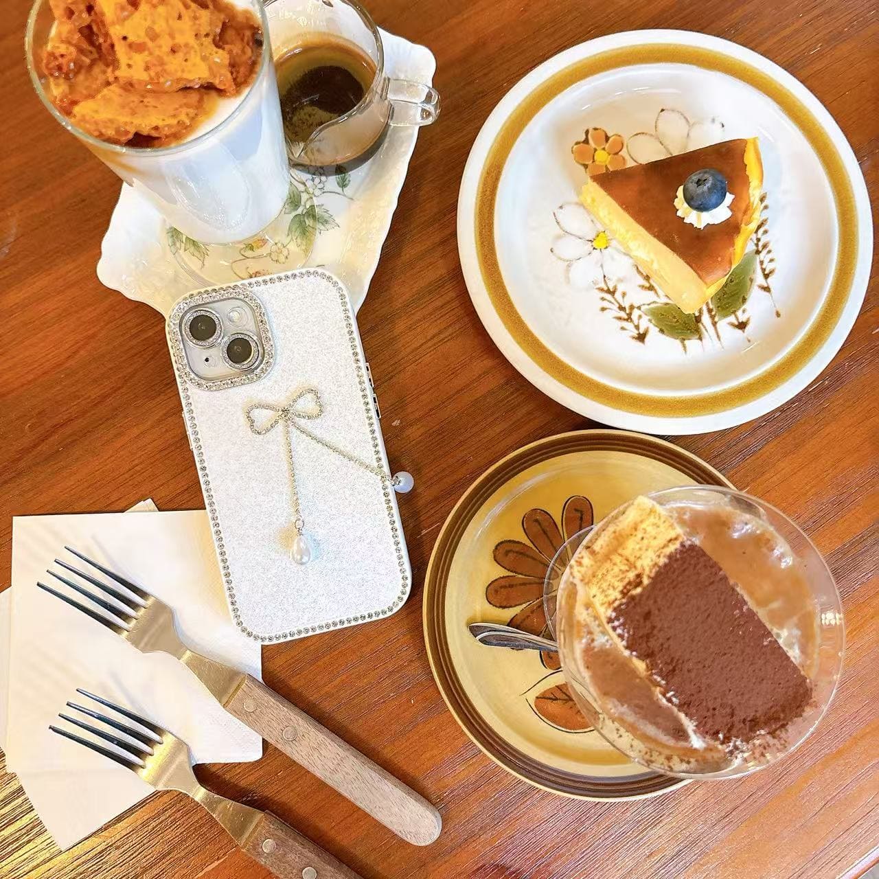 [SUMMER COFFEE] Phone Case with Phone Charm Strap,3 in 1