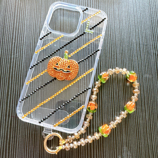 Original Design Pumpkin Phone Case with Phone Charm Strap,Compatible for iPhone&Samsung